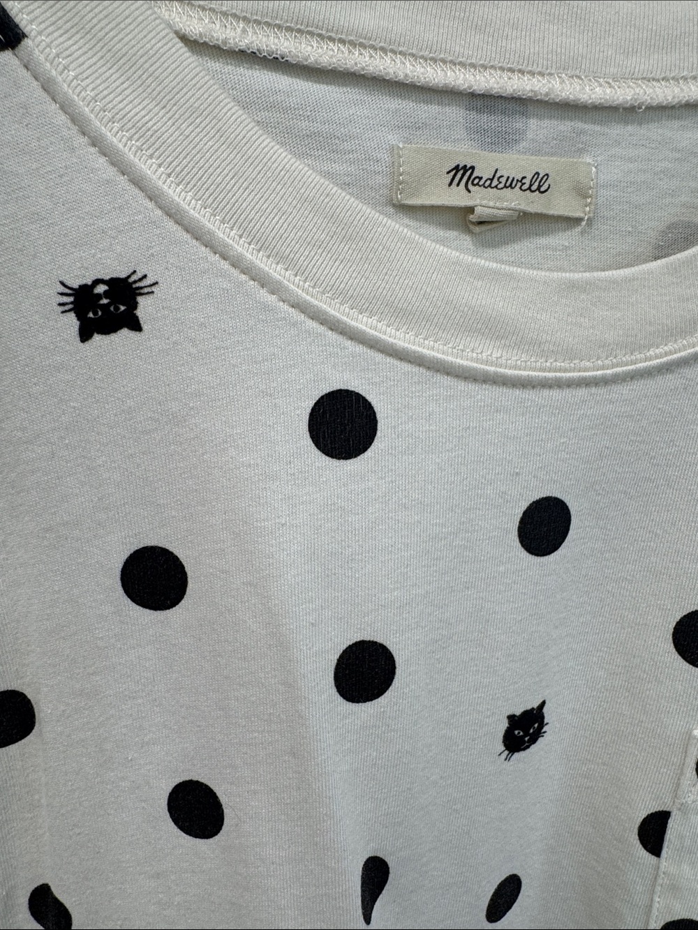 Madewell cat & polka dot print tee, large - Picture 2 of 6
